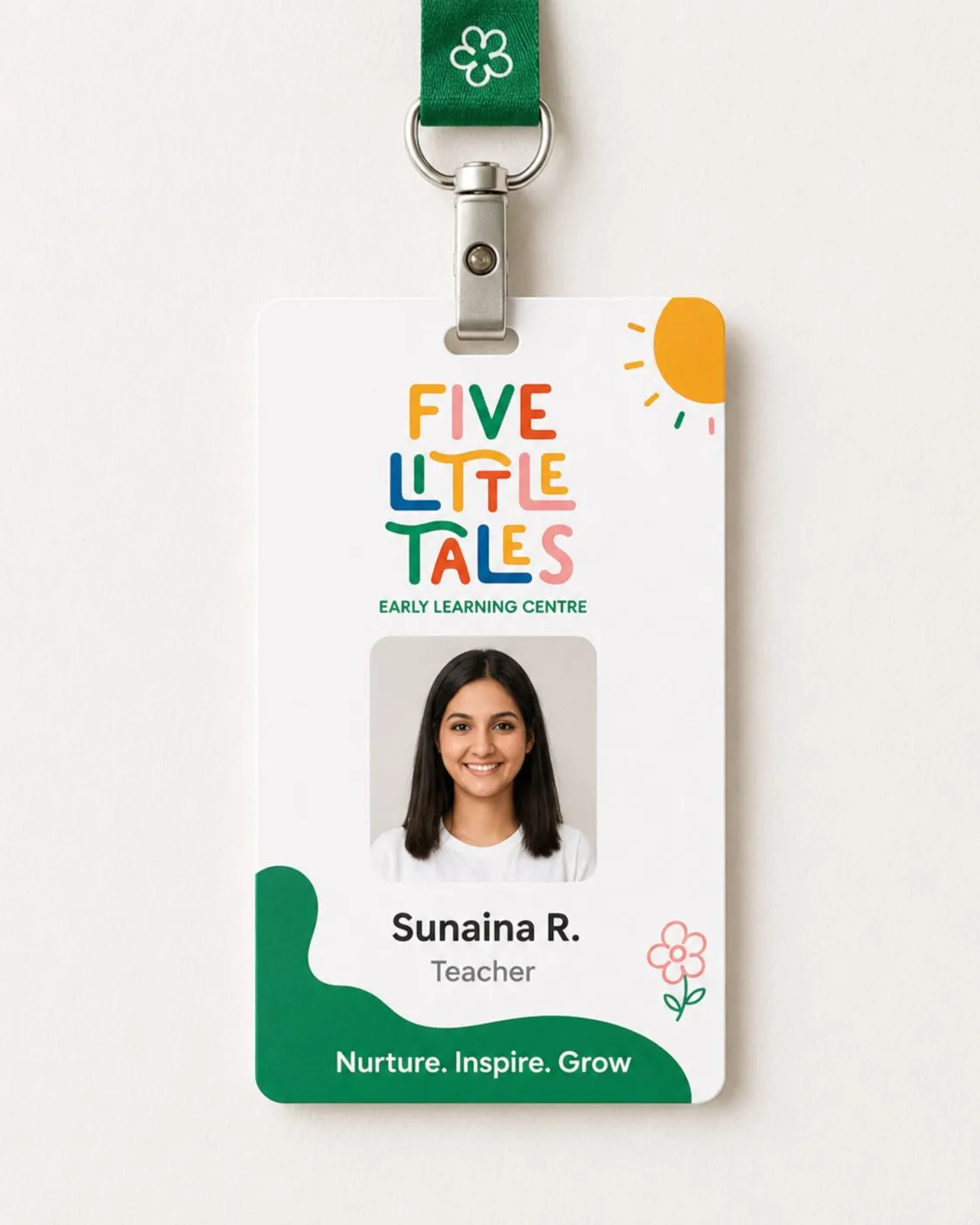 Staff ID card, Five Little Tales, early education branding by Blue Owl Design Studio, Hyderabad