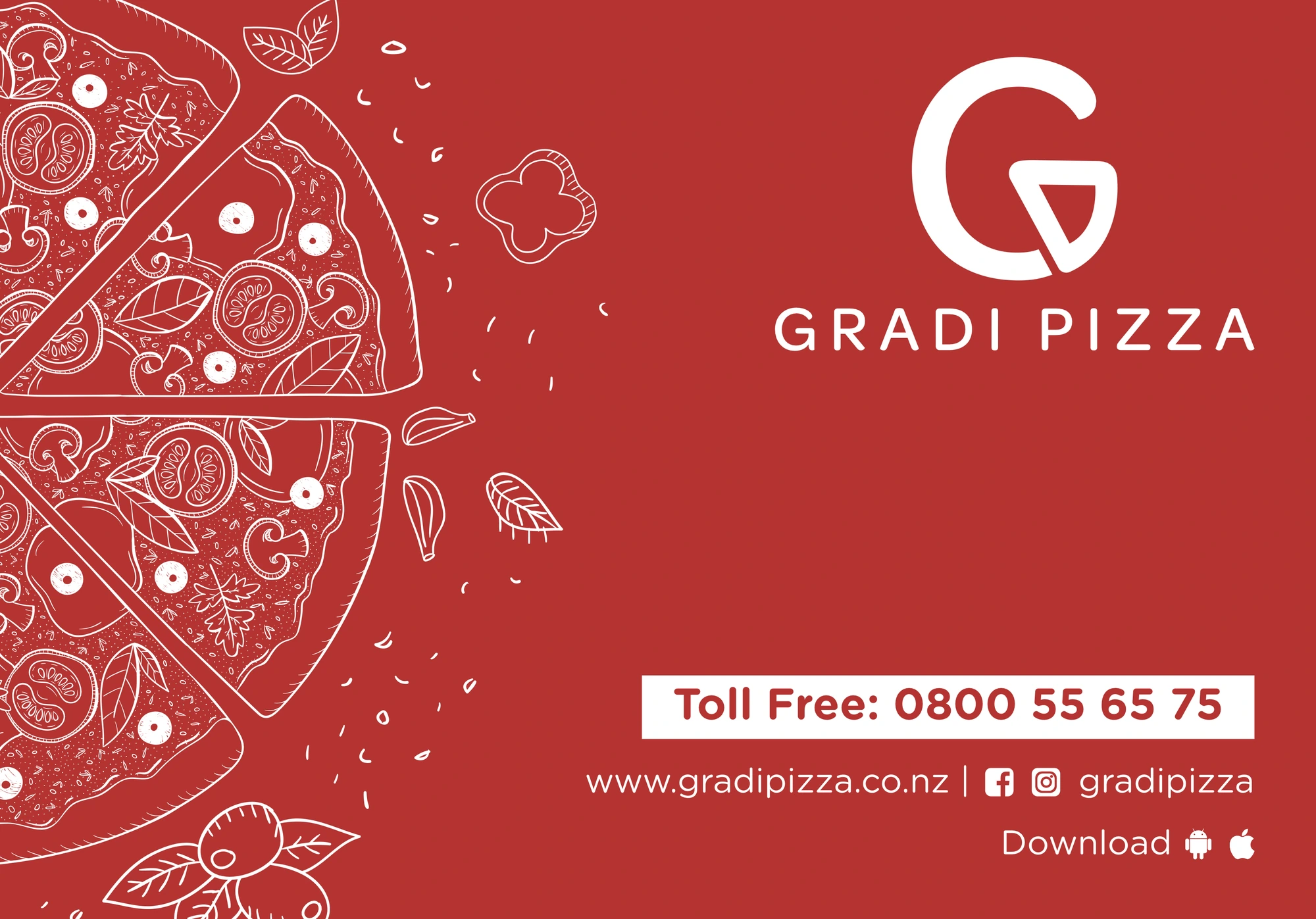 The red side, Gradi Pizza, pizzeria branding by Blue Owl Design Studio, Hyderabad