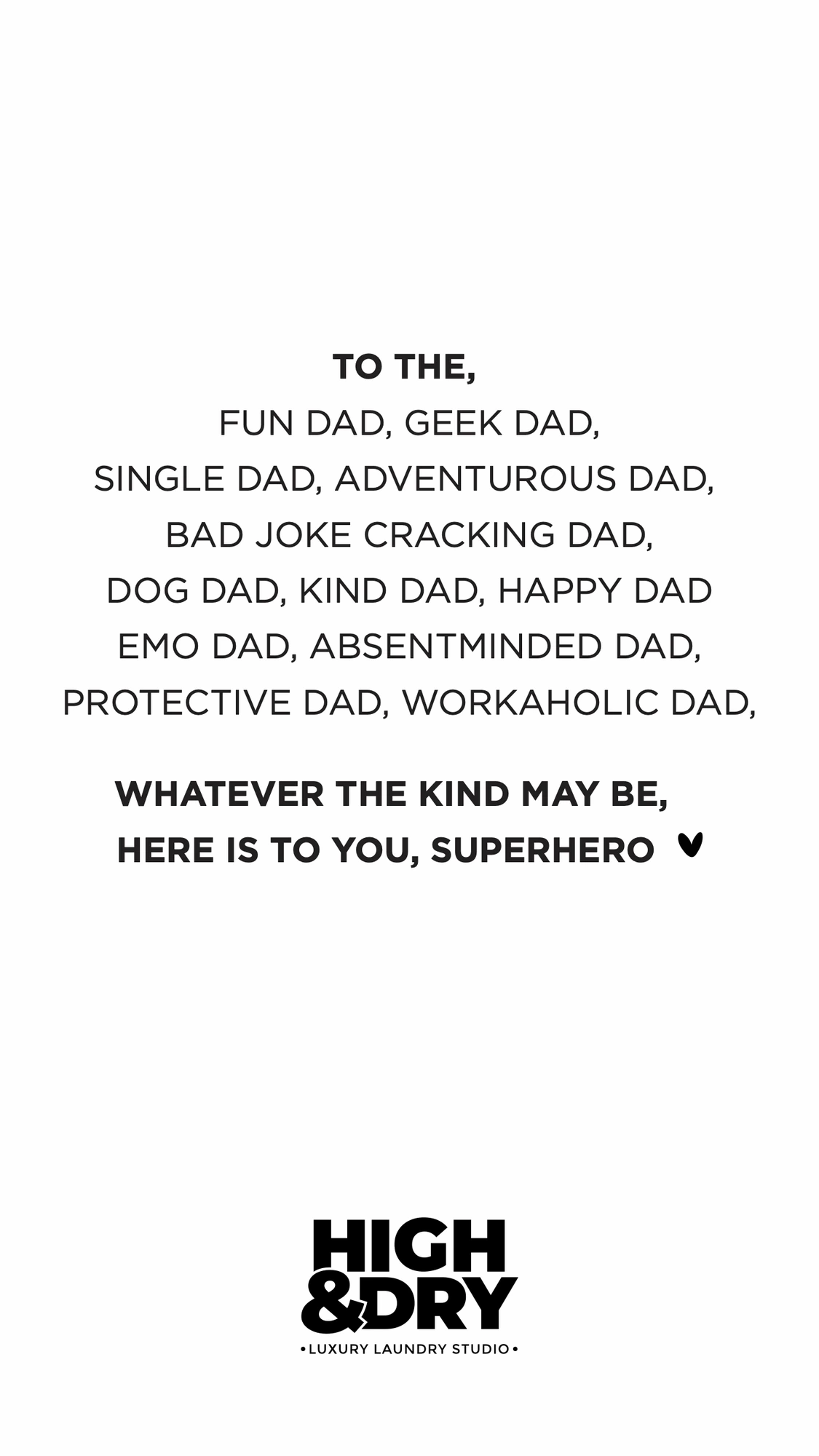 Father’s Day (Instagram), High & Dry, luxury aftercare branding by Blue Owl Design Studio, Hyderabad