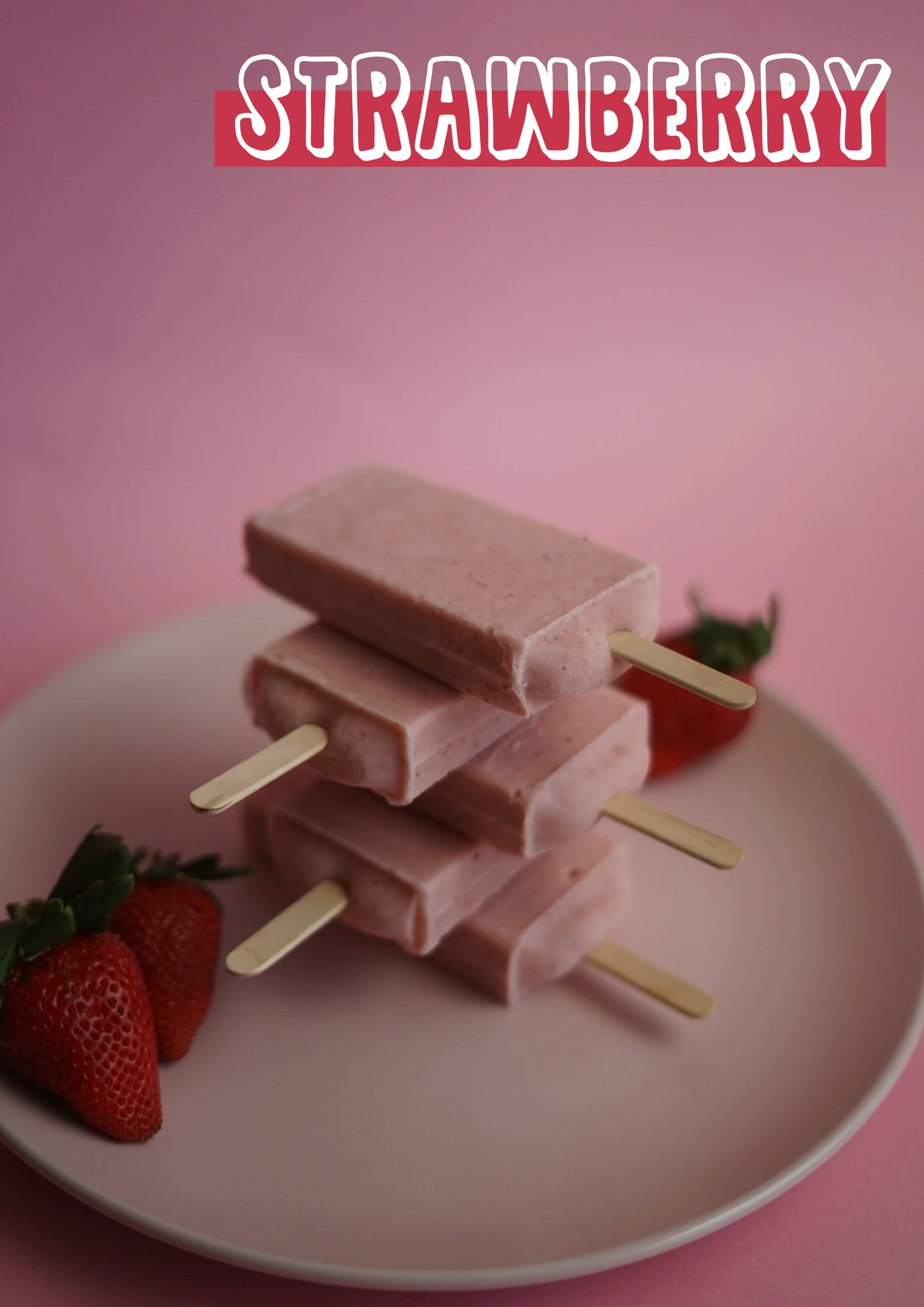 Strawberry (Flavour posters), House of Pops, food & beverage branding by Blue Owl Design Studio, Hyderabad