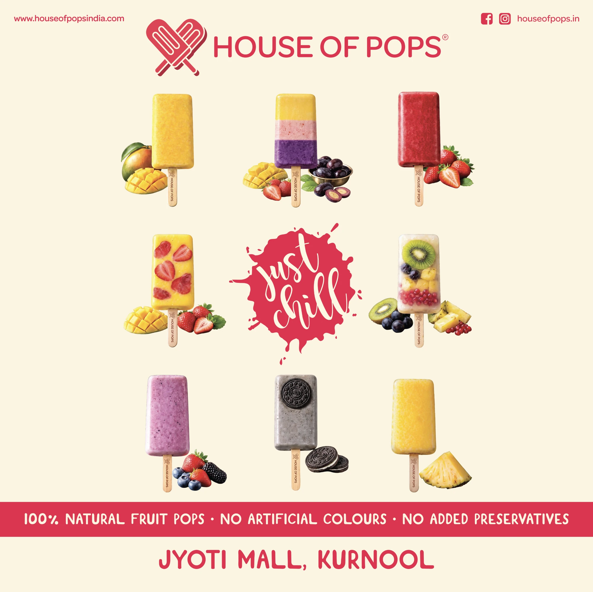 Jyoti Mall, Kurnool & the Pop Cart, 1 of 2, House of Pops, food & beverage branding by Blue Owl Design Studio, Hyderabad