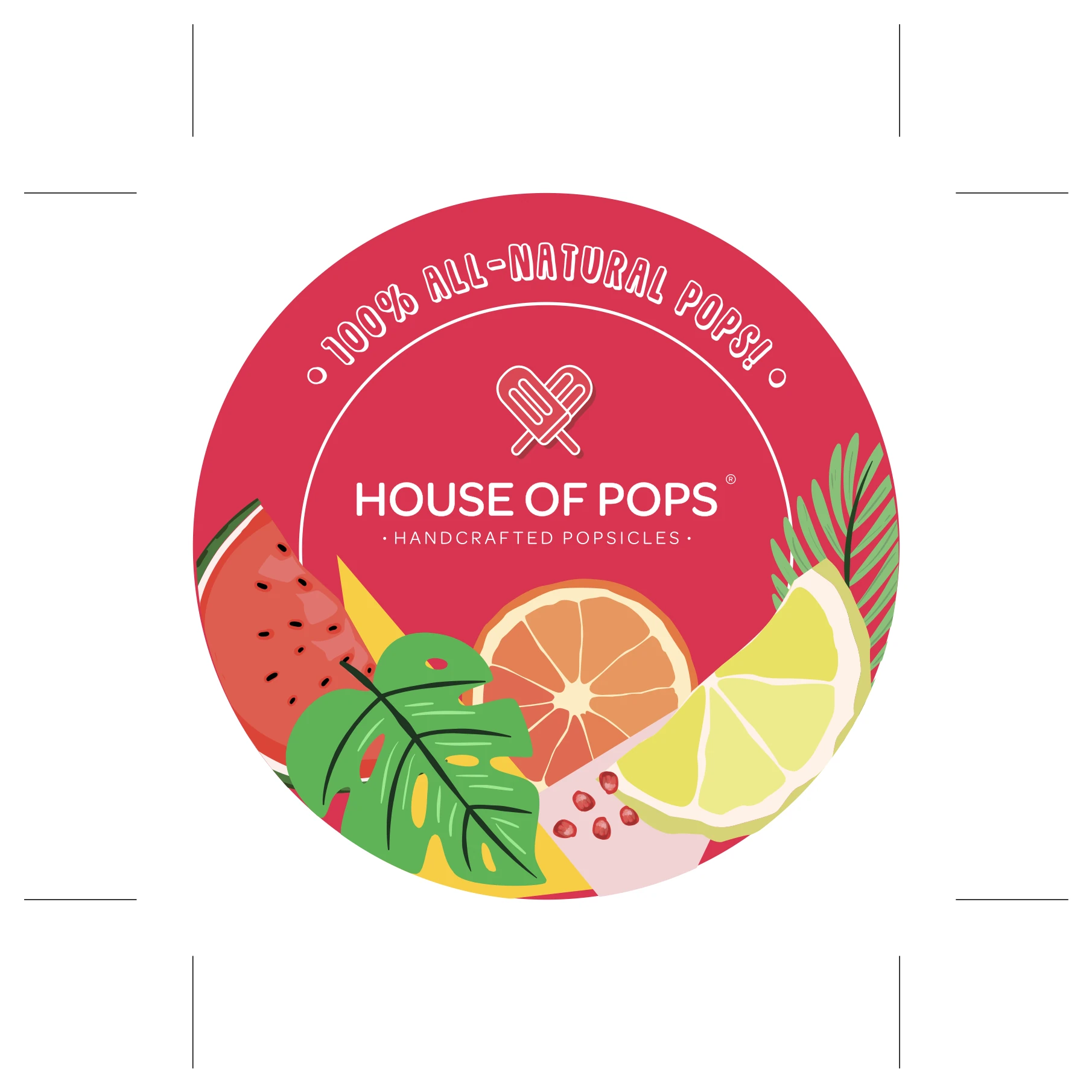Lid label & Just Chill stickers, 1 of 2, House of Pops, food & beverage branding by Blue Owl Design Studio, Hyderabad