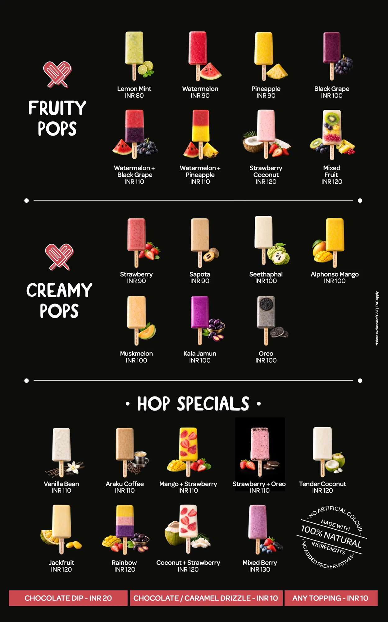 Menu board, House of Pops, food & beverage branding by Blue Owl Design Studio, Hyderabad