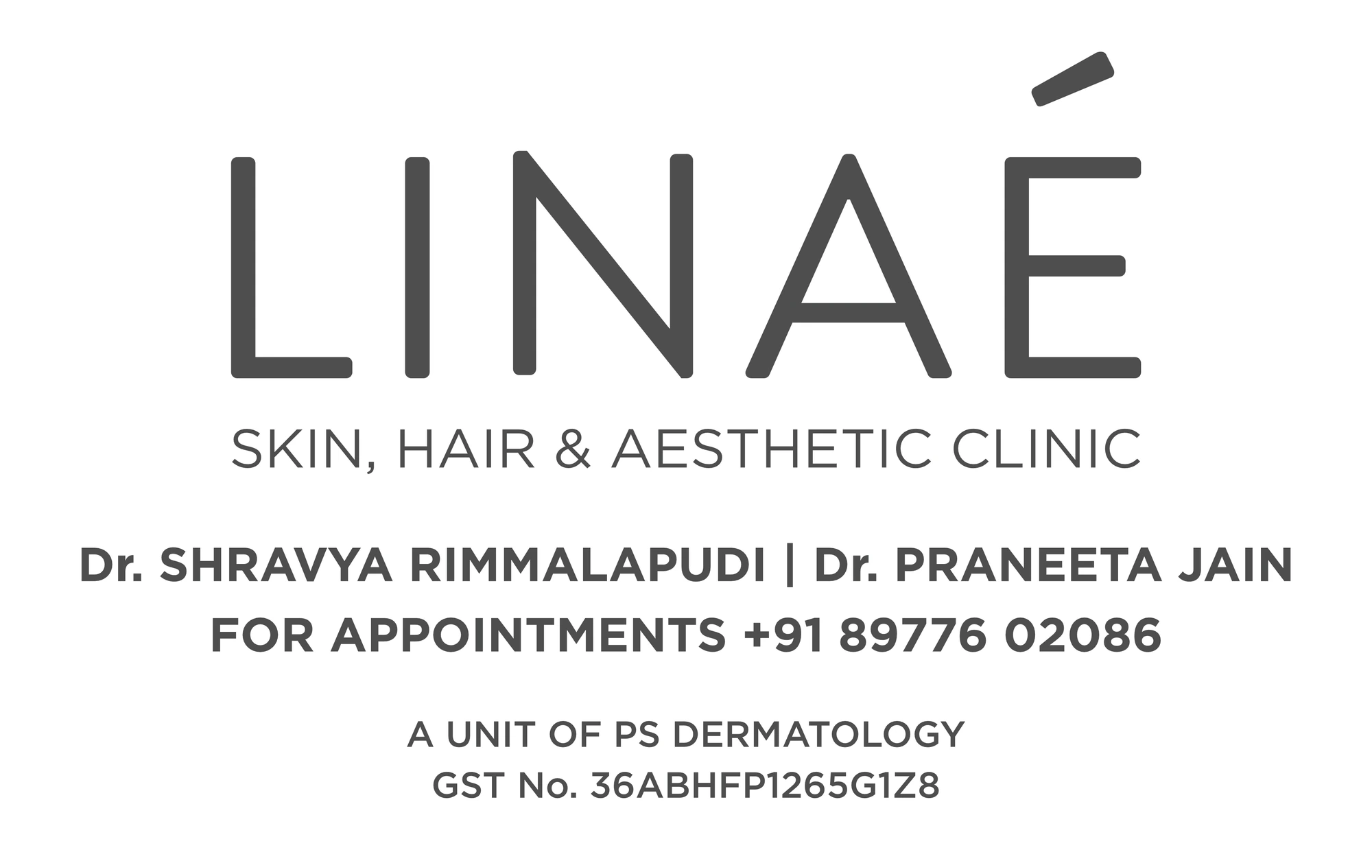 Name board & aftercare card, 1 of 2, LINAÉ, healthcare & aesthetics branding by Blue Owl Design Studio, Hyderabad