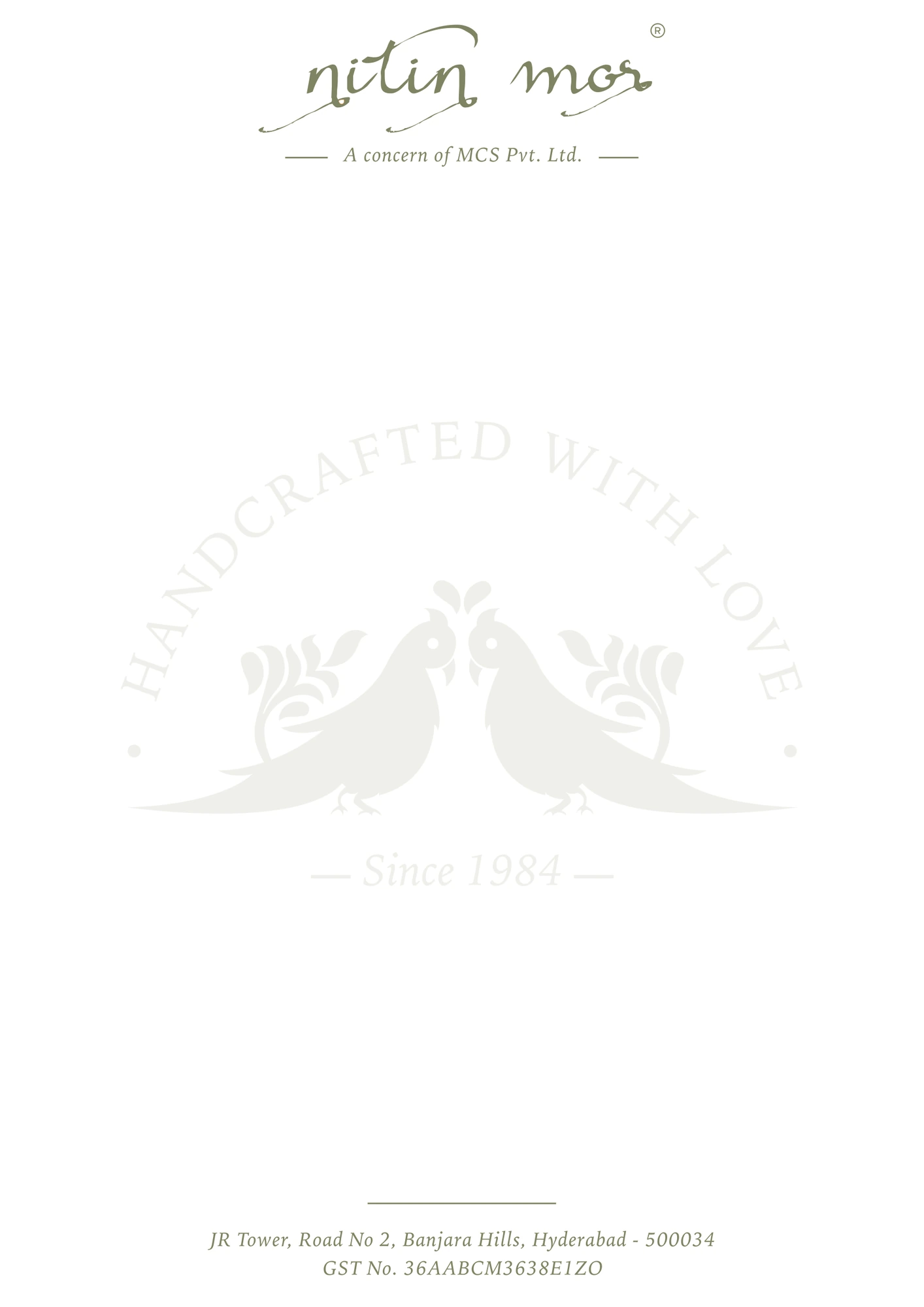 Letterhead, Nitin Mor, fashion branding by Blue Owl Design Studio, Hyderabad
