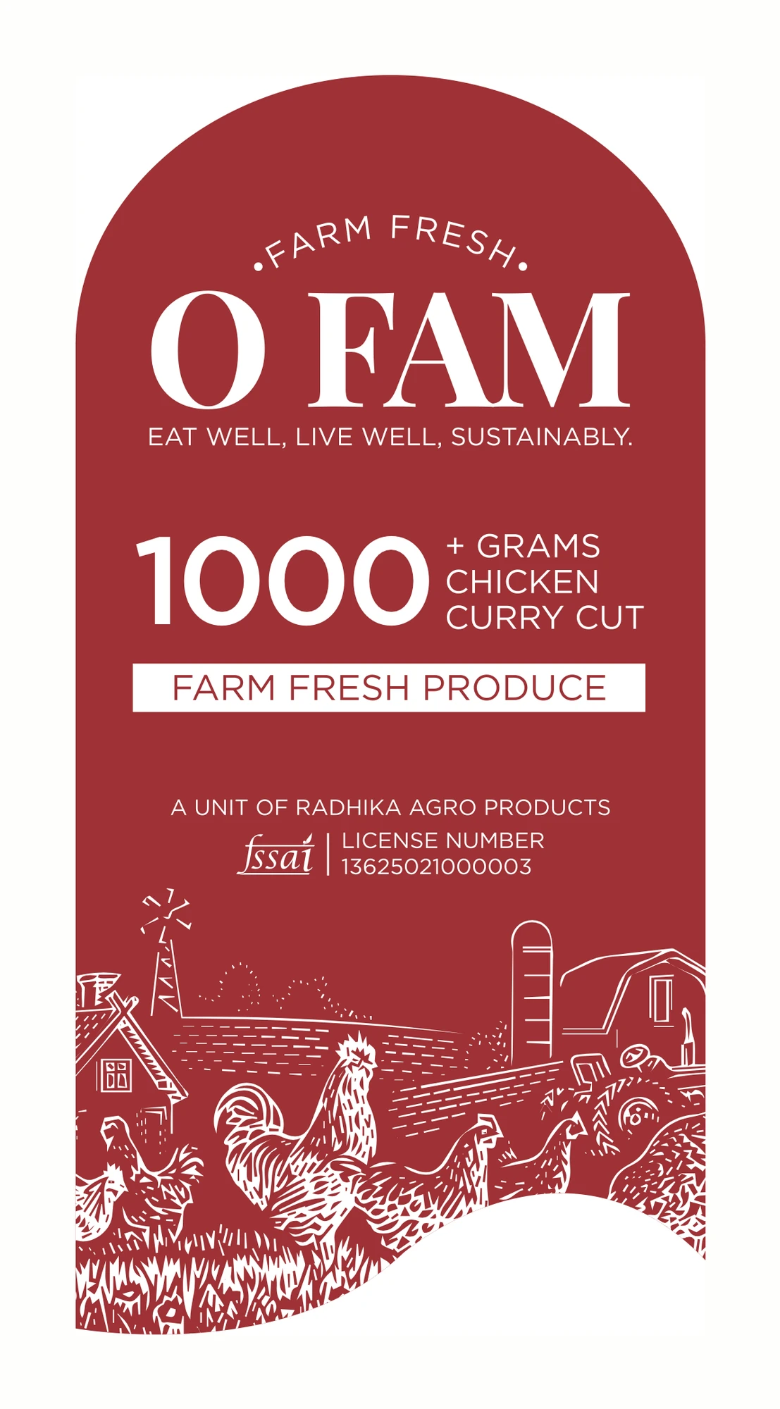 Chicken curry cut (Meat & seafood labels), O Fam, food & beverage branding by Blue Owl Design Studio, Hyderabad