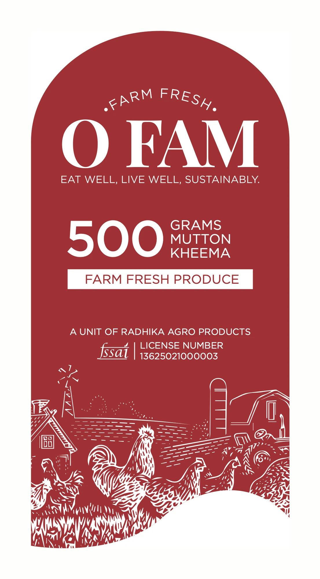 Mutton kheema (Meat & seafood labels), O Fam, food & beverage branding by Blue Owl Design Studio, Hyderabad