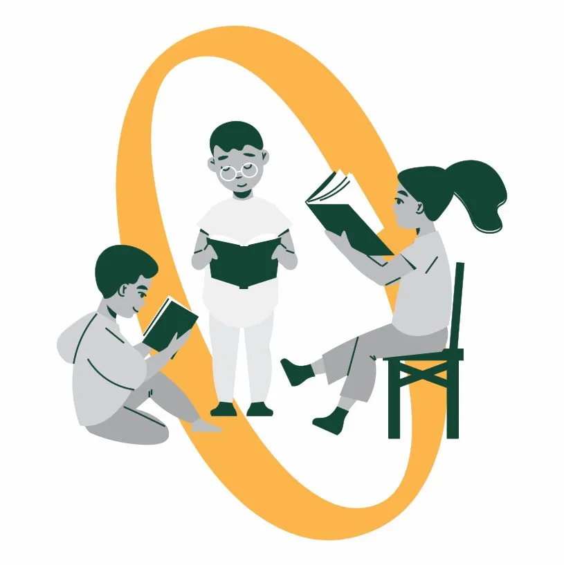 A reader, inside the O, Off The Shelf, retail & culture branding by Blue Owl Design Studio, Hyderabad