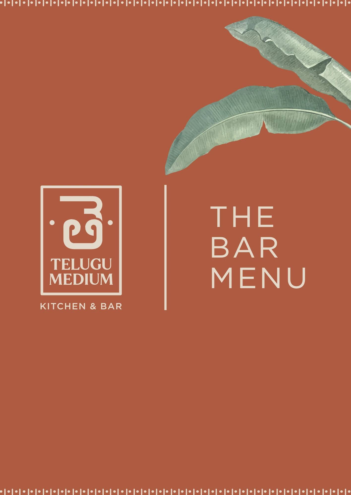 Bar menu, 1 of 2, Telugu Medium, food & beverage branding by Blue Owl Design Studio, Hyderabad