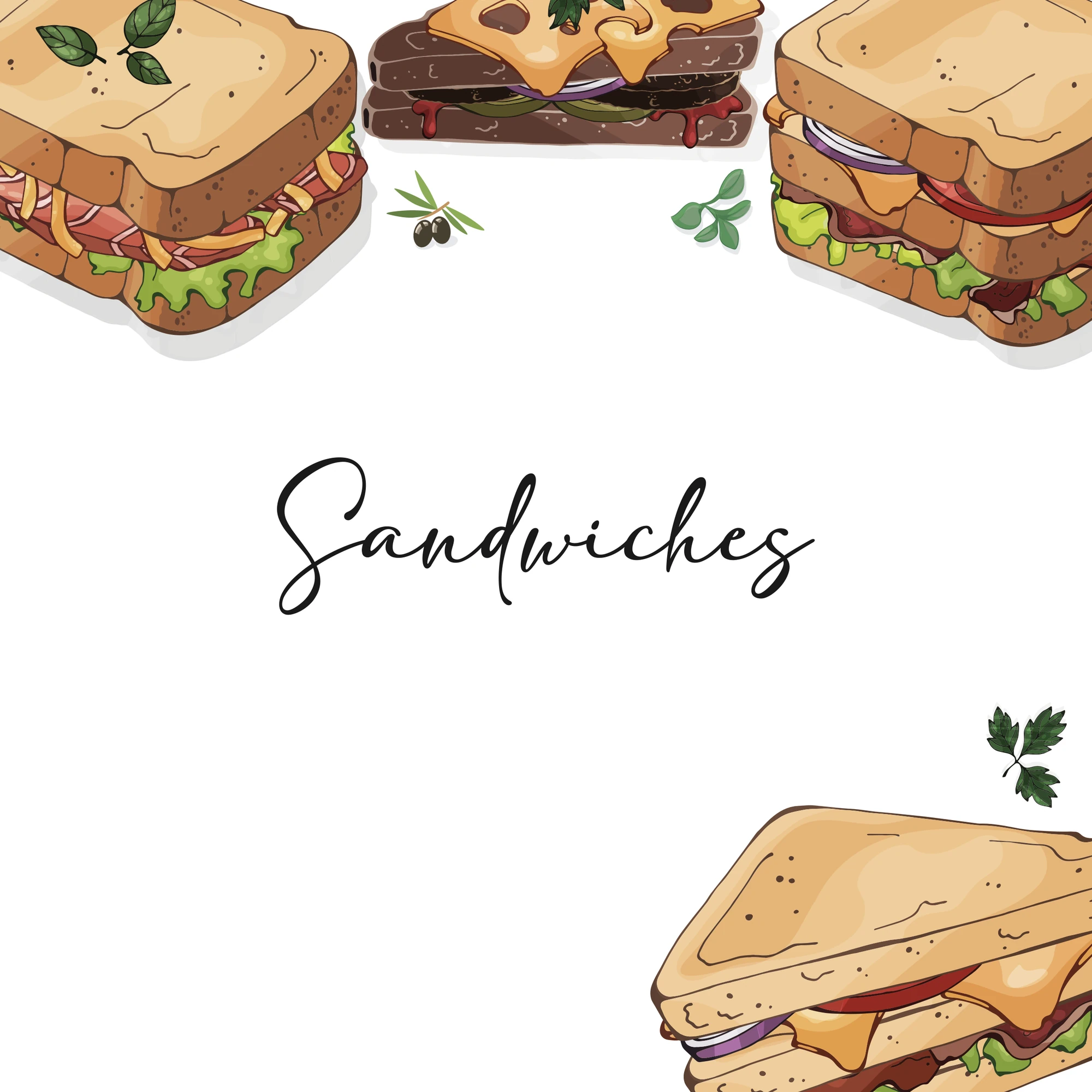 Sandwiches (Menu), The Autumn Leaf Café, food & beverage branding by Blue Owl Design Studio, Hyderabad