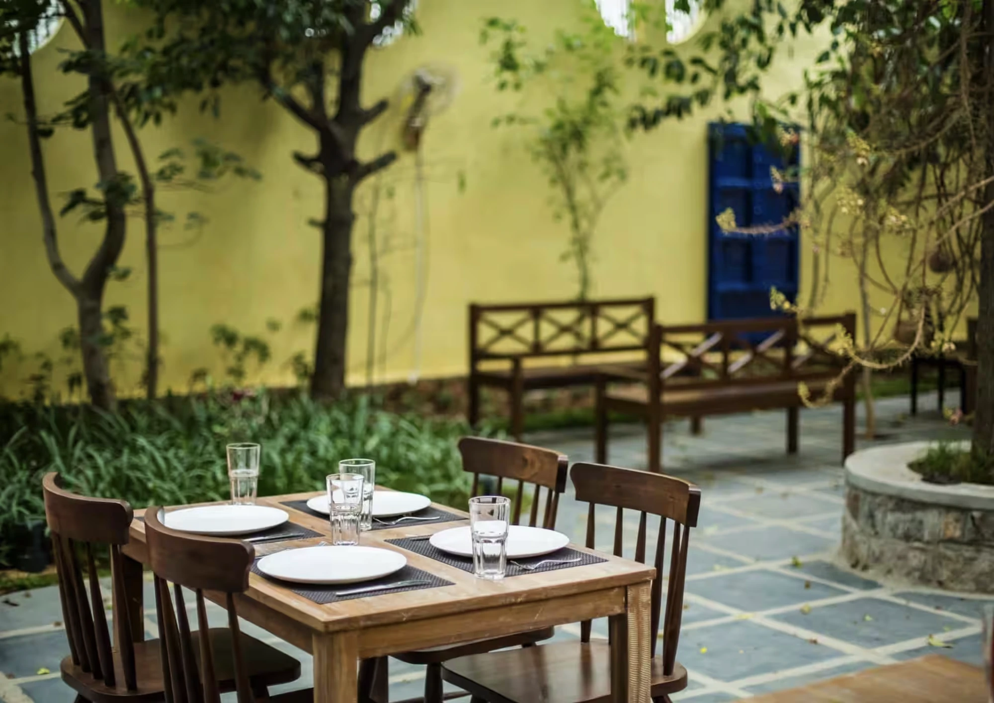 The courtyard & the plate, 1 of 2, The Autumn Leaf Café, food & beverage branding by Blue Owl Design Studio, Hyderabad